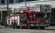 EDMONTON, CANADA - AUGUST 19, 2023:Edmonton Fire Brigade vehicle captured along Jasper Av...