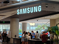 SHANGHAI, CHINA - AUGUST 23, 2023 - Customers shop at Samsung's flagship store in Shanghai, China, August 23, 2023. (