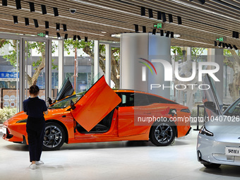 SHANGHAI, CHINA - AUGUST 25, 2023 - An electric car is displayed at the Hyper auto shop in Shanghai, China, August 25, 2023. (