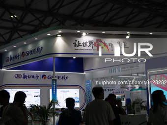 SHANGHAI, CHINA - AUGUST 29, 2023 - International exhibitors and business people visit at the International Intelligent Building Exhibition,...