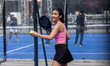 Canti Tachril, Indonesian internet personality in action during the first Padel sport exhi...
