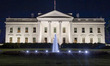 Exterior view of the Northern side of the White House illuminated during the night in Wash...