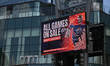 EDMONTON, CANADA - SEPTEMBER 10, 2023:An advertisement board in the Ice District around R...