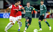 AZ player Vangelis Pavlidis, Legia Warschau player Josue, during the match AZ Alkmaar v Le...