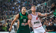 10 Kostas Sloukas of Panathinaikos Athens competing with 0 Thomas Walkup of Olympiacos Pir...