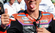 Maverick Vinales of Spain and Aprilia Racing at parc ferme after his race win during the R...