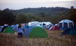 A protester in the camping created for the week end 'Ramdam sur la macadam' against the de...