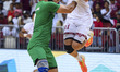 MURAD Abdulrazzag (#11) of Qatar and ABDULLAH HASSAN Alsalam (#19) of Saudi Arabia during...