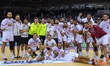 Players of Qatar celebrate after winning the Preliminary Round of Asian mens handball qual...
