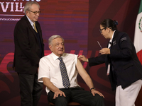 October 24, 2023, Mexico City, Mexico: The President of Mexico, Andres Manuel Lopez Obrador gets vaccinated against influenza and Covid19 du...