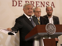 October 24, 2023, Mexico City, Mexico: The president of Mexico, Andres Manuel Lopez Obrador at his daily morning conference at the National...