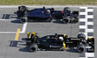 Carlos Sainz and Toro Rosso, Kevin Magnussen and Renault during the test in the Barcelona-...