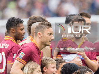Francesco Totti (L)  during the Serie A match between AS Roma and FC Juventus on May 11, 2014, at Rome's Olympic Stadium. (