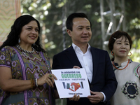 October 28, 2023, Mexico City, Mexico: The Chinese ambassador to Mexico, Zhang Run, donates food for those affected by Hurricane Otis in Aca...
