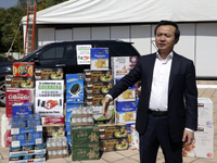 October 25, 2023, Mexico City, Mexico: China's ambassador to Mexico, Zhang Run, donates food for those affected by Hurricane Otis in Acapulc...