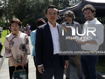 October 25, 2023, Mexico City, Mexico: China's ambassador to Mexico, Zhang Run, donates food for those affected by Hurricane Otis in Acapulc...