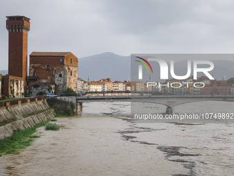 A general view of houses and roads submerged due flood damage in Toscana on November 04, 2023 in Pisa, Italy (