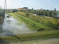 A general view of houses and roads submerged due flood damage in Toscana on November 04, 2023 in Campi Bisenzio, Italy (