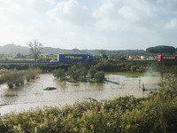 A general view of houses and roads submerged due flood damage in Toscana on November 04, 2023 in Campi Bisenzio, Italy (