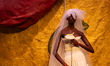 A model wears a creation from the Helo Rocha collection during Sao Paulo Fashion Week, on...