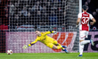 Ajax goalkeeper Diant Ramaj, during the match Ajax - Brighton at the Johan Cruijff ArenA f...