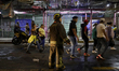 Firefighters get ready to put out a fire in the shoe market in Tepito, Historic Center of...