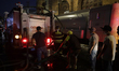 Firefighters and merchants coordinate to put out a fire in the shoe market in Tepito, Hist...