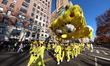 The SpongeBob SquarePants & Gary balloon is heading down Sixth Avenue during the 97th Macy...
