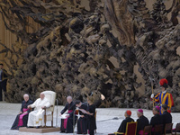 Pope Francis is holding his weekly general audience in the Pope Paul VI hall at the Vatican, on December 6, 2023. (