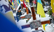Graves are being pictured in winter during a ceremony in remembrance of the heroes who per...