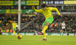 Gabriel Sara of Norwich City is taking a shot on goal during the Sky Bet Championship matc...