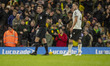 Will Vaulks of Sheffield Wednesday is complaining to the referee, Matthew Donohue, after h...