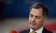 Belgium's Prime Minister, Alexander De Croo, is addressing the press at the European Counc...