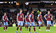 The Burnley defense is looking concerned during the Premier League match between Burnley a...