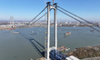 The Longtan Yangtze River Bridge is under construction in Nanjing, Jiangsu Province, China...
