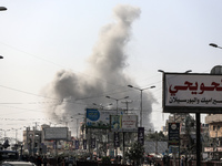 Smoke is rising over Nuseirat camp in the central Gaza Strip, on December 22, 2023, amid continuing battles between Israel and the militant...