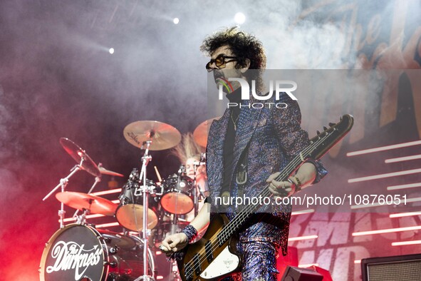 Frankie Poullain of The Darkness is performing at Alcatraz Milan in Milan, Italy, on November 14, 2023. 