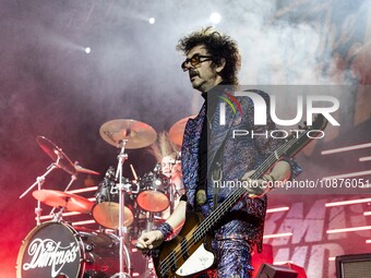 Frankie Poullain of The Darkness is performing at Alcatraz Milan in Milan, Italy, on November 14, 2023. (