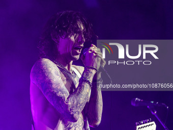 Justin Hawkins of The Darkness is performing at Alcatraz Milan in Milan, Italy, on November 14, 2023. (