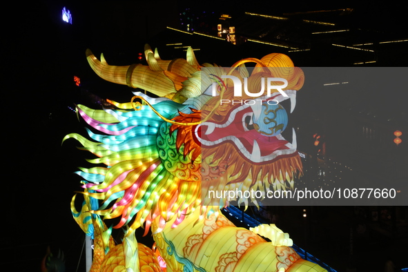 A dragon lantern is being displayed at the Confucius Temple scenic spot in Nanjing, China, on December 27, 2023. 