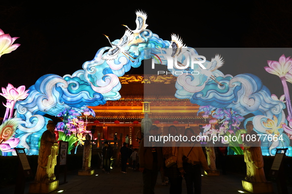 A dragon lantern is being displayed at the Confucius Temple scenic spot in Nanjing, China, on December 27, 2023. 