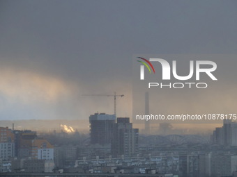 Bad weather is breaking out in Kyiv, Ukraine, on December 27, 2023. (
