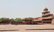 The Panch Mahal is standing at the royal palace in Fatehpur Sikri, Uttar Pradesh, India, o...