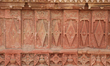 The stonework is adorning the royal palace in Fatehpur Sikri, Uttar Pradesh, India, on May...