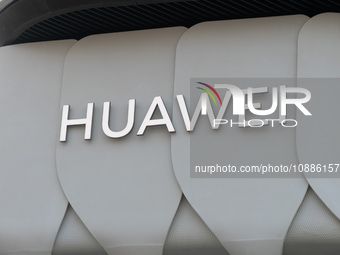 A Huawei flagship store is seen in Shanghai, China, on January 2, 2024. (