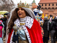 An actress, impersonating a Polish queen, participates in a public Nativity Play performed on the street of Old Town of Krakow, Poland on Ja...