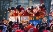 People are attending the Battle of the Oranges during The Historical Carnival of Ivrea in...