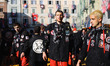 People are attending the Battle of the Oranges during The Historical Carnival of Ivrea in...