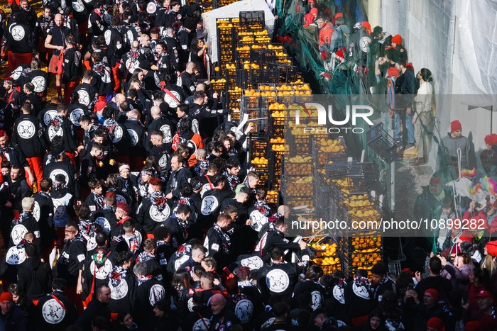 The Battle Of The Oranges During The Historical Carnival Of Ivrea