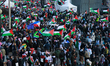 Pro-Palestine demonstrators gather at Freedom Plaza in Washington, D.C. on January 13, 202...
